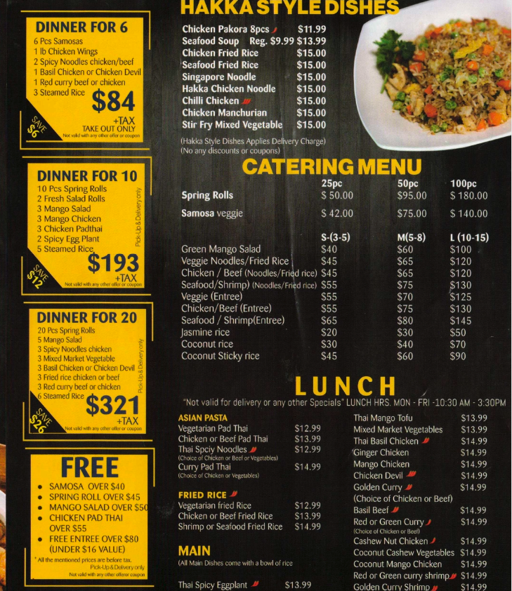 Menu Thai On Rock | Authentic Thai Restaurant Scarborough Ontario-5