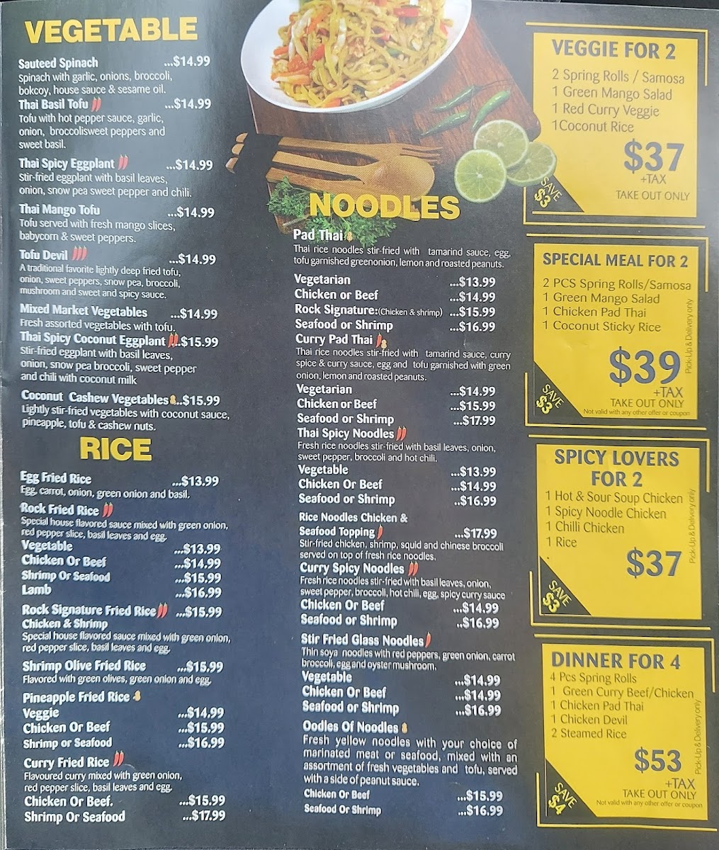 Menu Thai On Rock | Authentic Thai Restaurant Scarborough Ontario-6